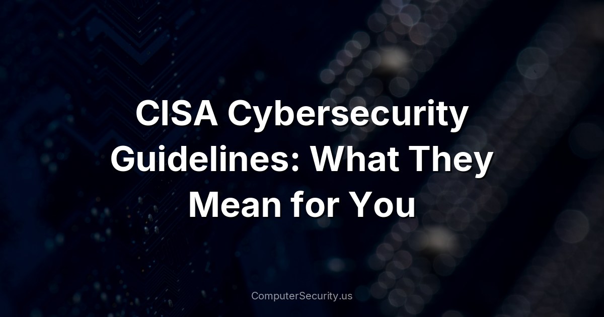 CISA Cybersecurity Guidelines: What They Mean for You