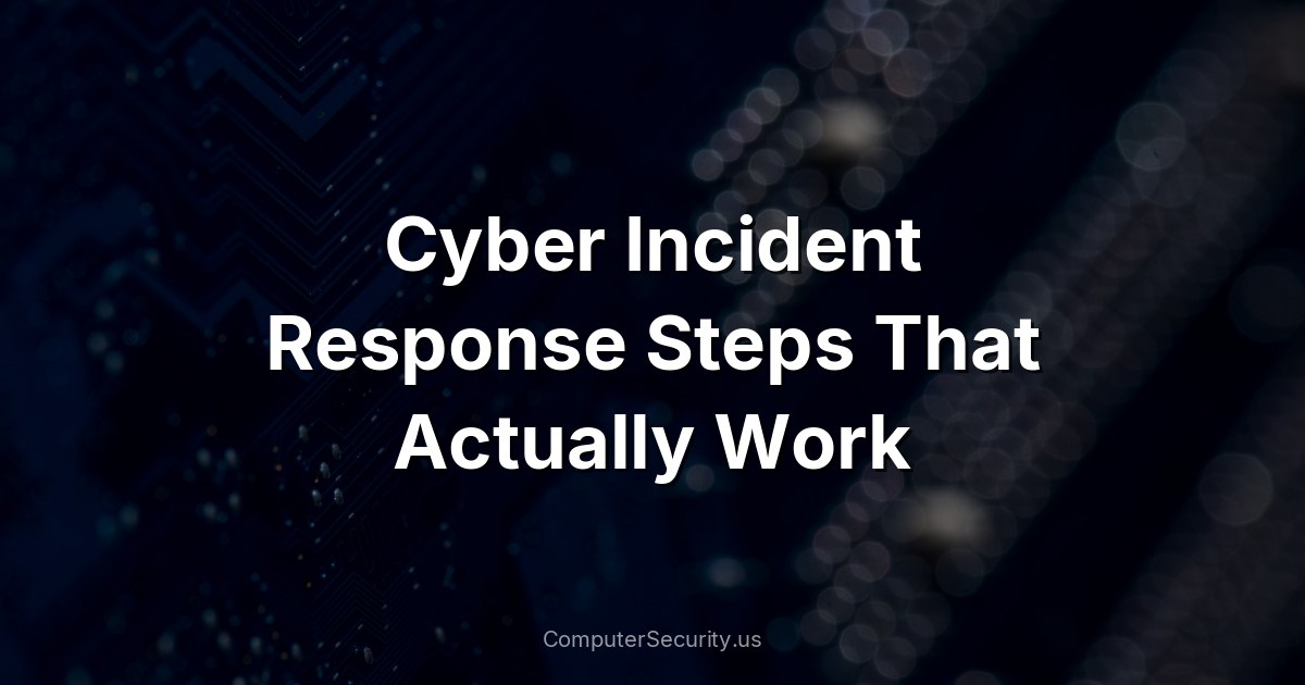 Cyber Incident Response Steps That Actually Work