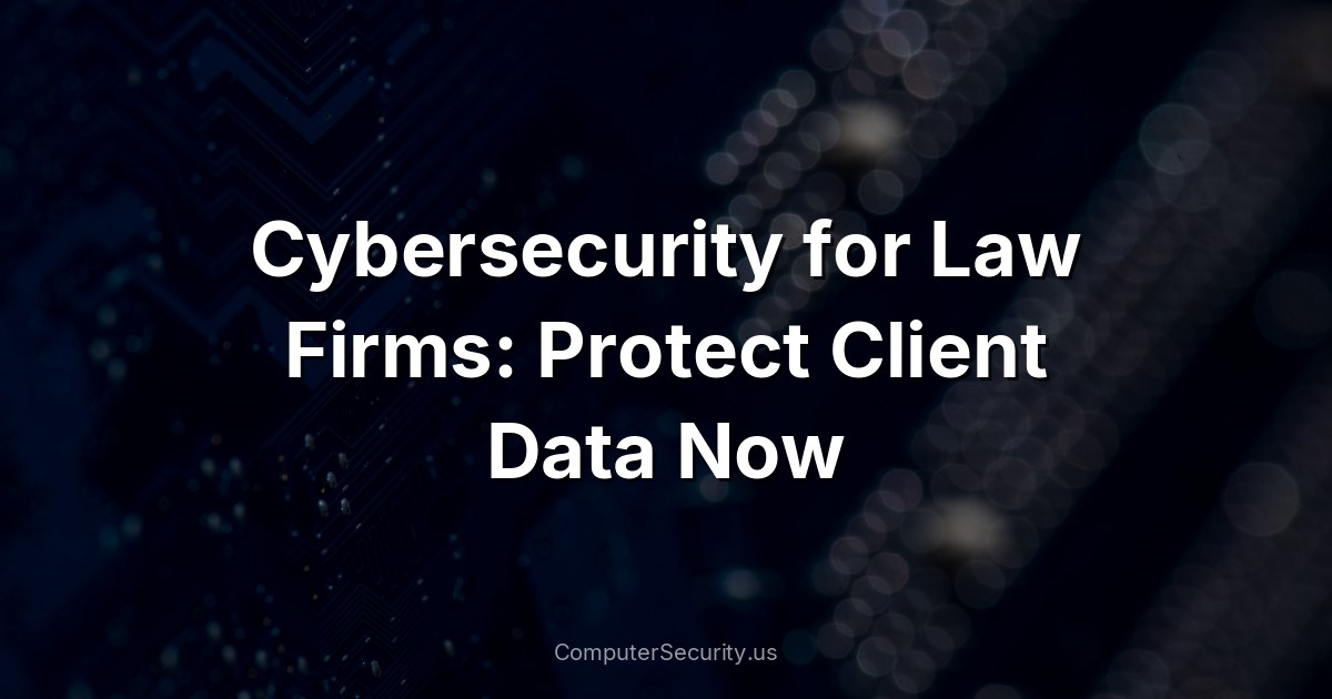 Cybersecurity for Law Firms: Protect Client Data Now