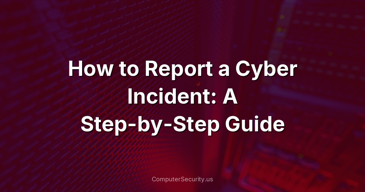 How to Report a Cyber Incident: A Step-by-Step Guide