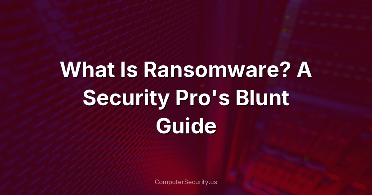 What Is Ransomware? A Security Pro's Blunt Guide